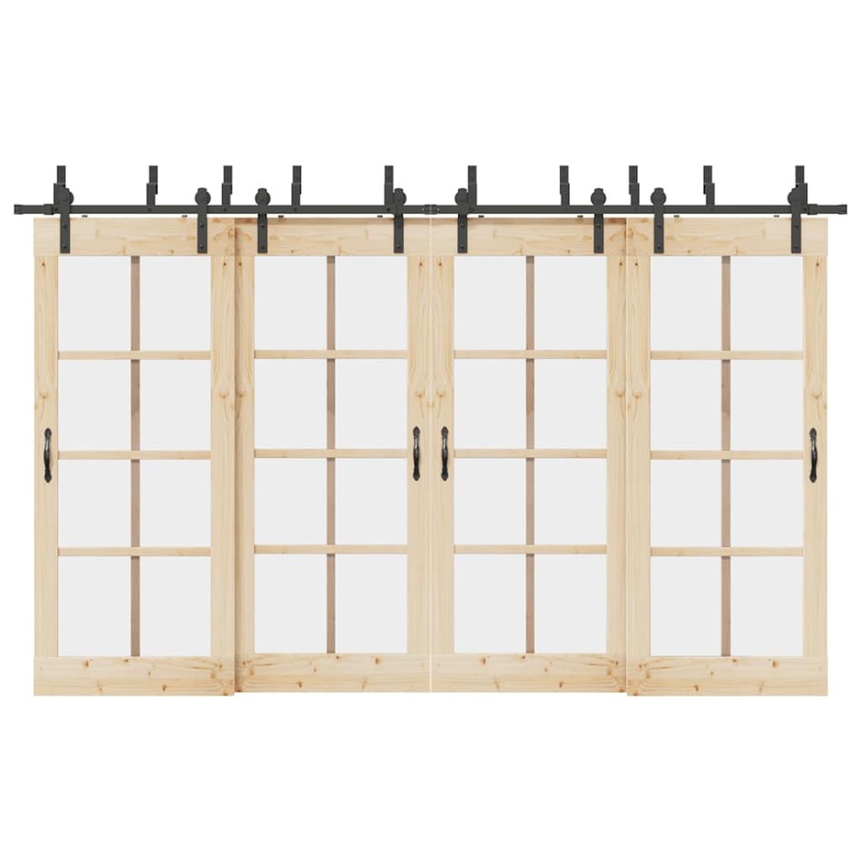 Kit de herrajes para puertas correderas acero negro 366
