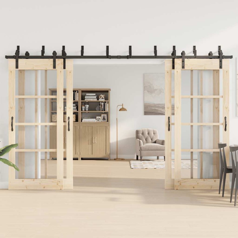 Kit de herrajes para puertas correderas acero negro 366