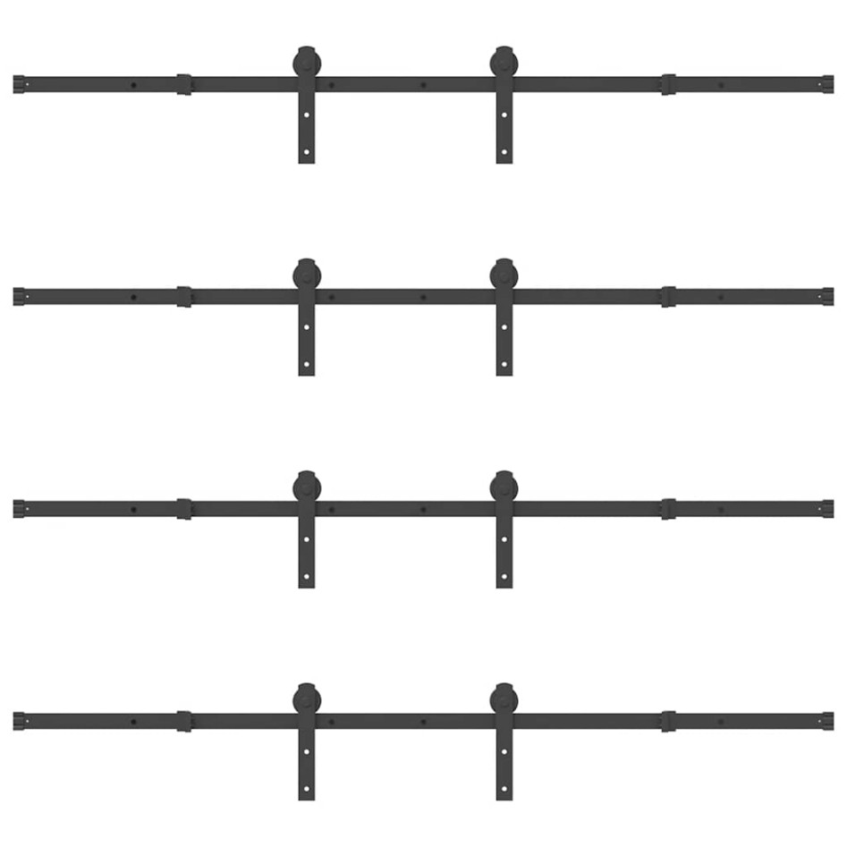 Kit de herrajes para puertas correderas acero negro 366