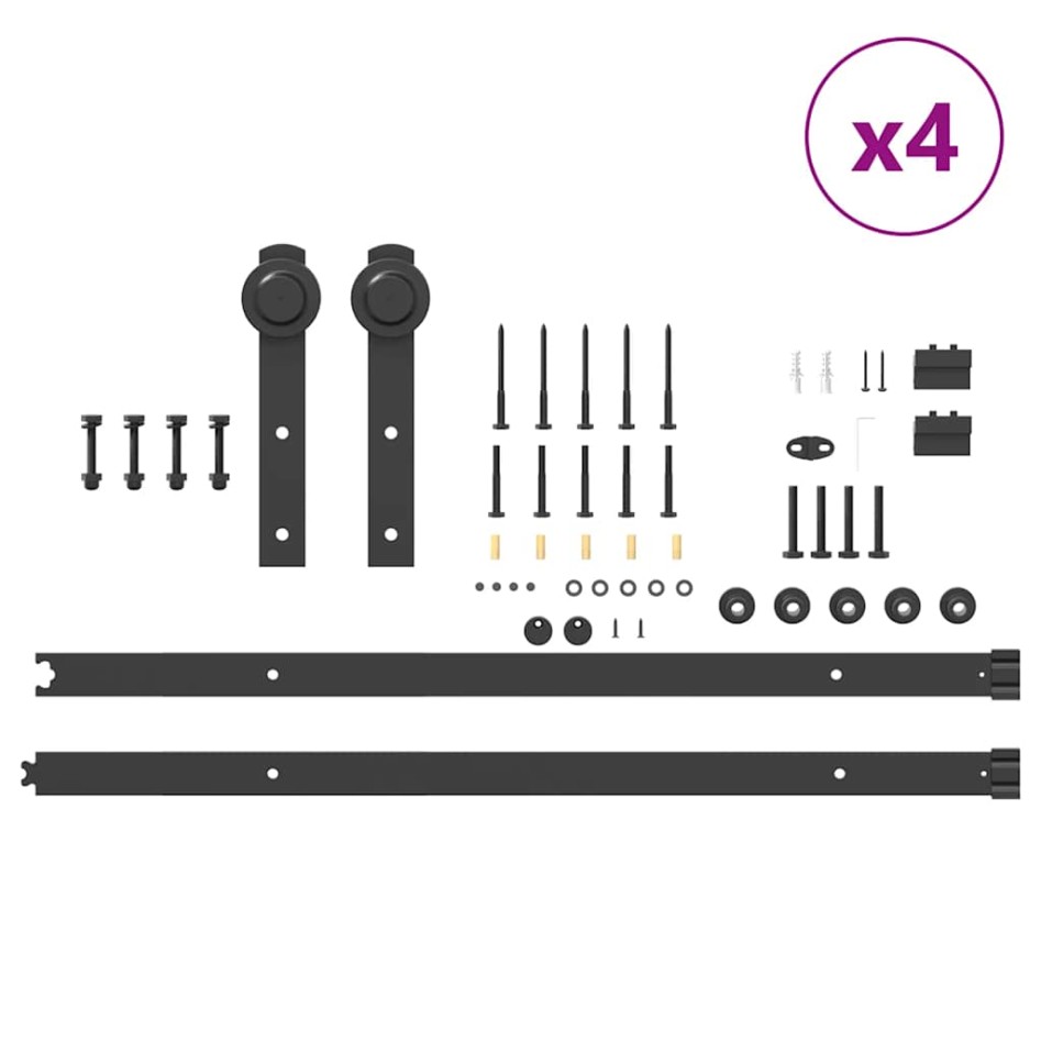 Kit de herrajes para puertas correderas acero negro 366