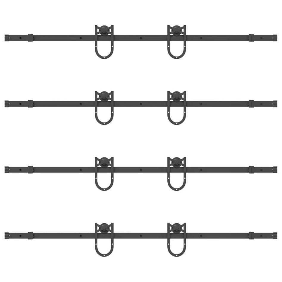 Kit de herrajes para puertas correderas acero negro 366