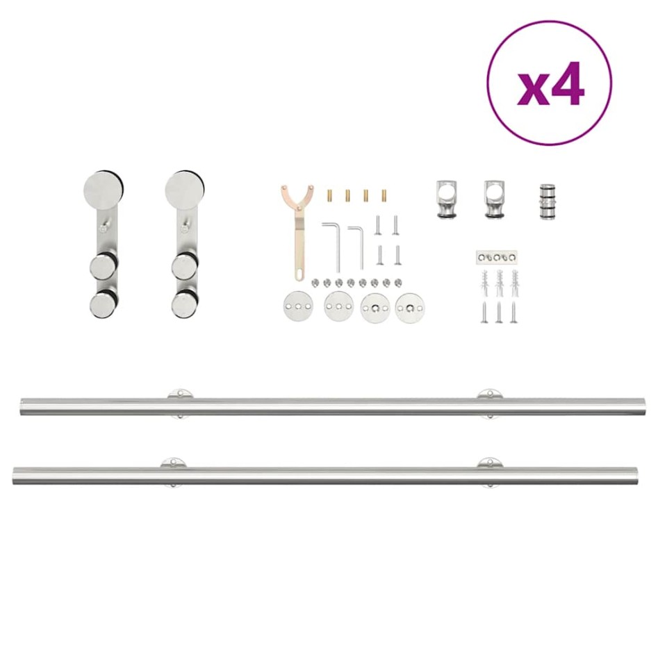 Kit de herrajes para puerta corredera 366 cm acero