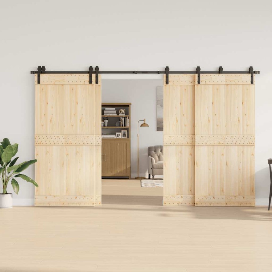 Kit de herrajes para puertas correderas acero negro 366