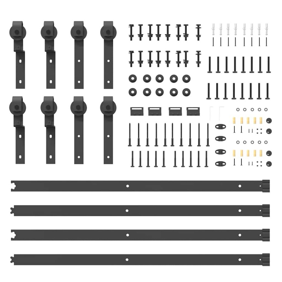 Kit de herrajes para puertas correderas acero negro 366