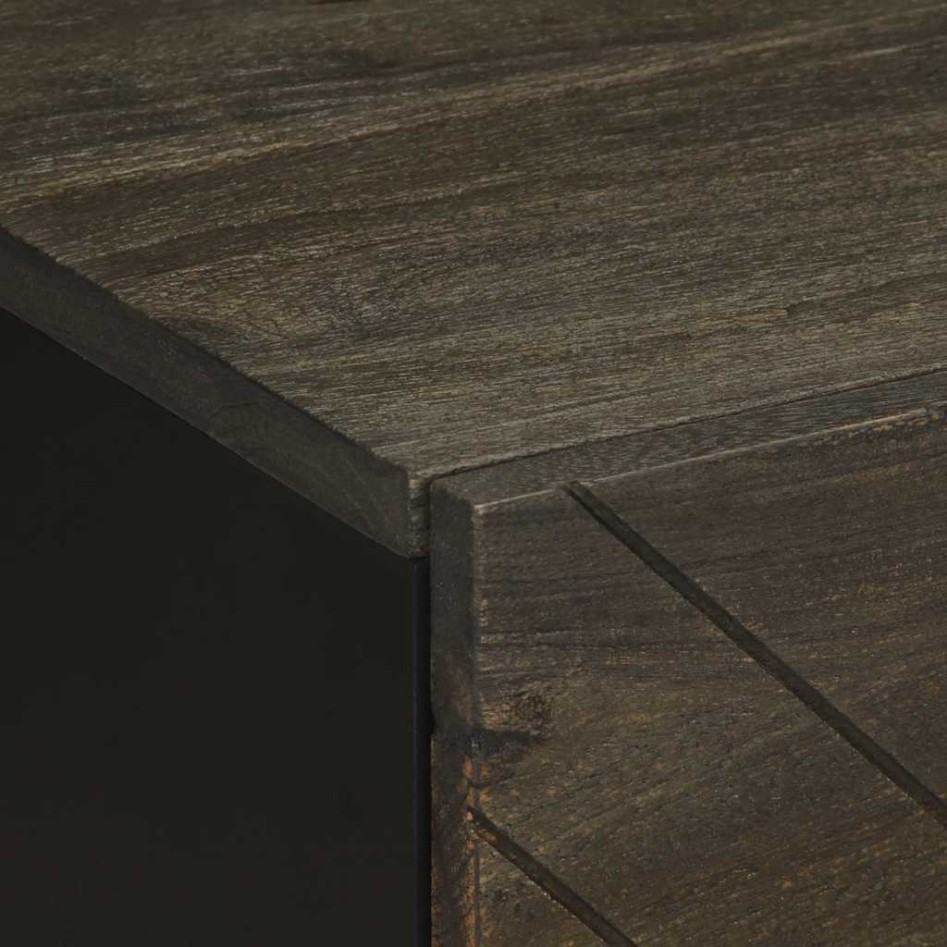 Mesitas de noche 2 uds madera maciza de mango negro 40x33x46