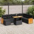 Set sofás jardín y cojines 9 pzas ratán sintético acacia