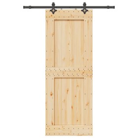 Puerta corredera con herrajes madera maciza de pino 85x210