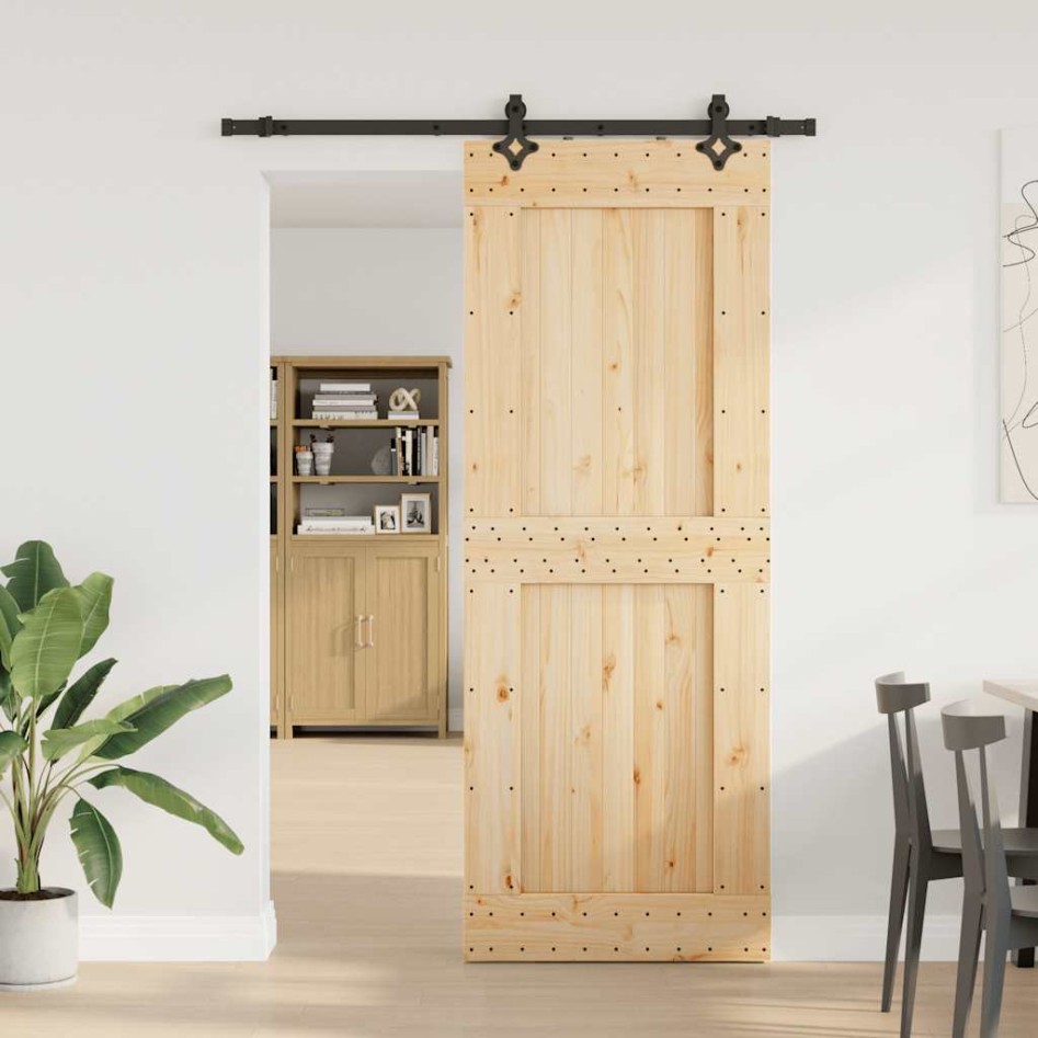 Puerta corredera con herrajes madera maciza de pino 85x210