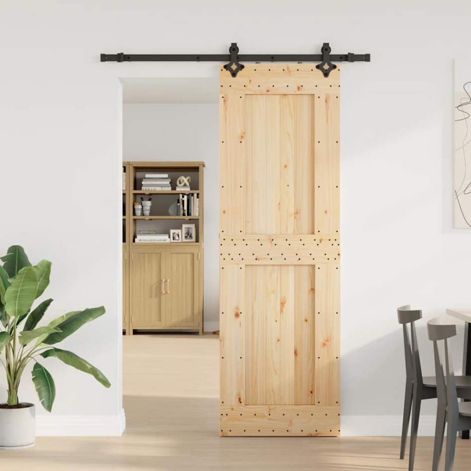 Puerta corredera con herrajes madera maciza de pino 70x210