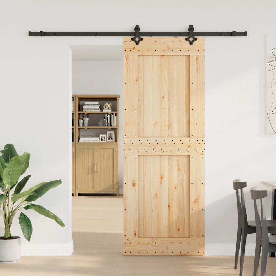Puerta corredera con herrajes madera maciza de pino 85x210