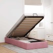 Estructura de cama otomana sin colchón terciopelo rosa 90x190cm