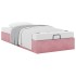 Estructura de cama otomana sin colchón terciopelo rosa