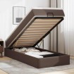 Estructura cama otomana colchón cuero sintético marrón