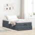 Estructura cama otomana colchón terciopelo gris