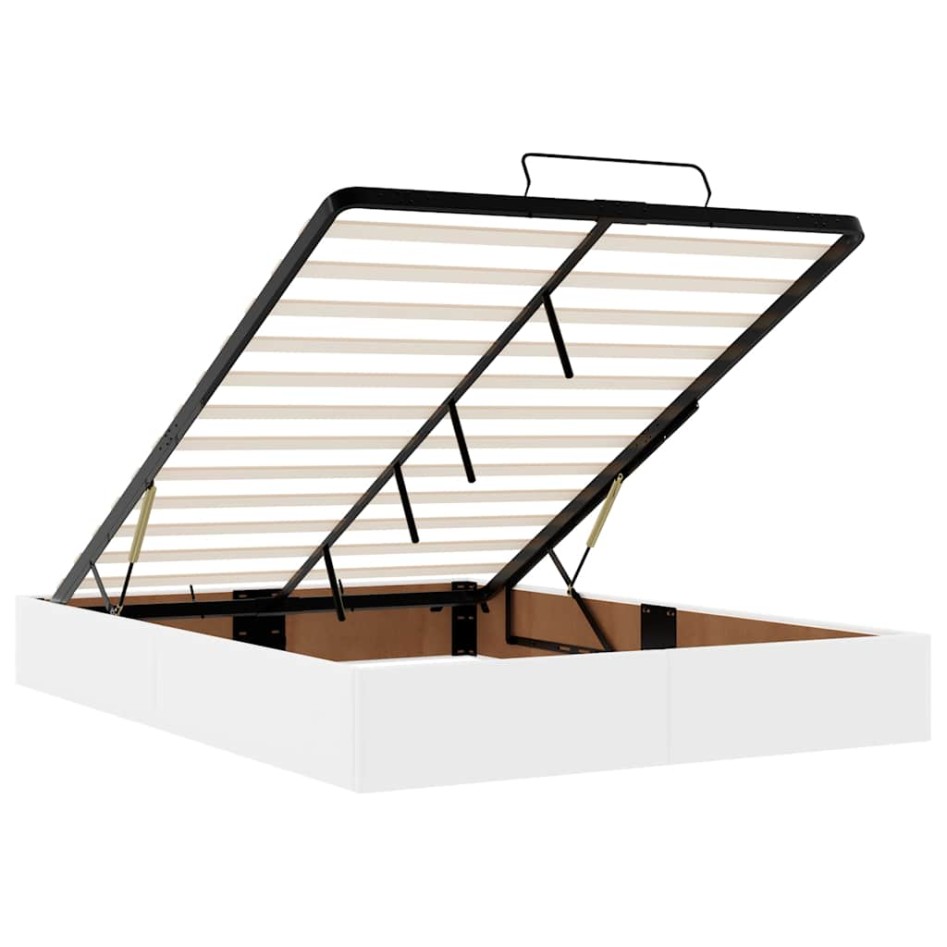 Estructura cama otomana colchón cuero sintético