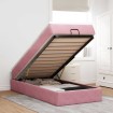 Estructura de cama otomana colchón terciopelo rosa 100x200cm