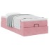 Estructura de cama otomana colchón terciopelo rosa