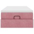 Estructura de cama otomana colchón terciopelo rosa
