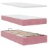 Estructura de cama otomana colchón terciopelo rosa