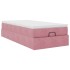 Estructura de cama otomana colchón terciopelo rosa