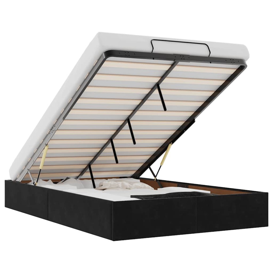 Estructura de cama otomana sin colchón terciopelo