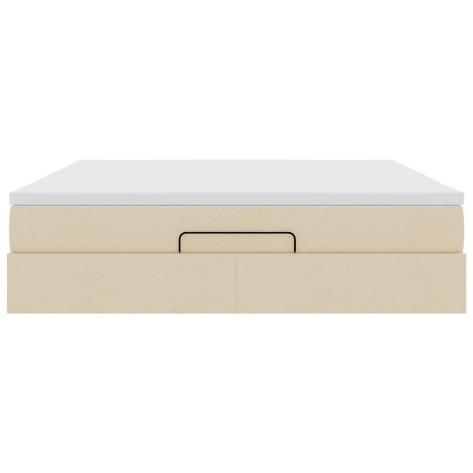 Estructura de cama otomana con colchón tela crema
