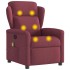 Sillón de masaje reclinable de tela color vino