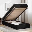 Estructura cama otomana colchón cuero sintético negro 90x200 cm