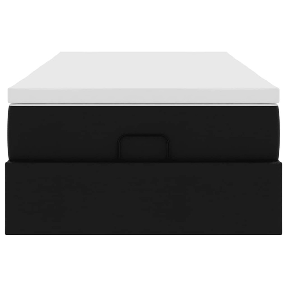 Estructura cama otomana colchón cuero sintético negro 90x200