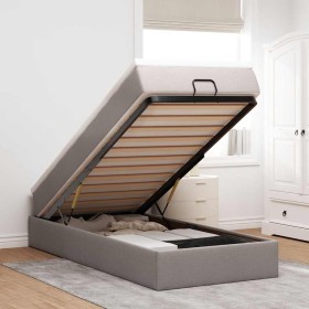 Estructura de cama otomana colchón tela gris pardo