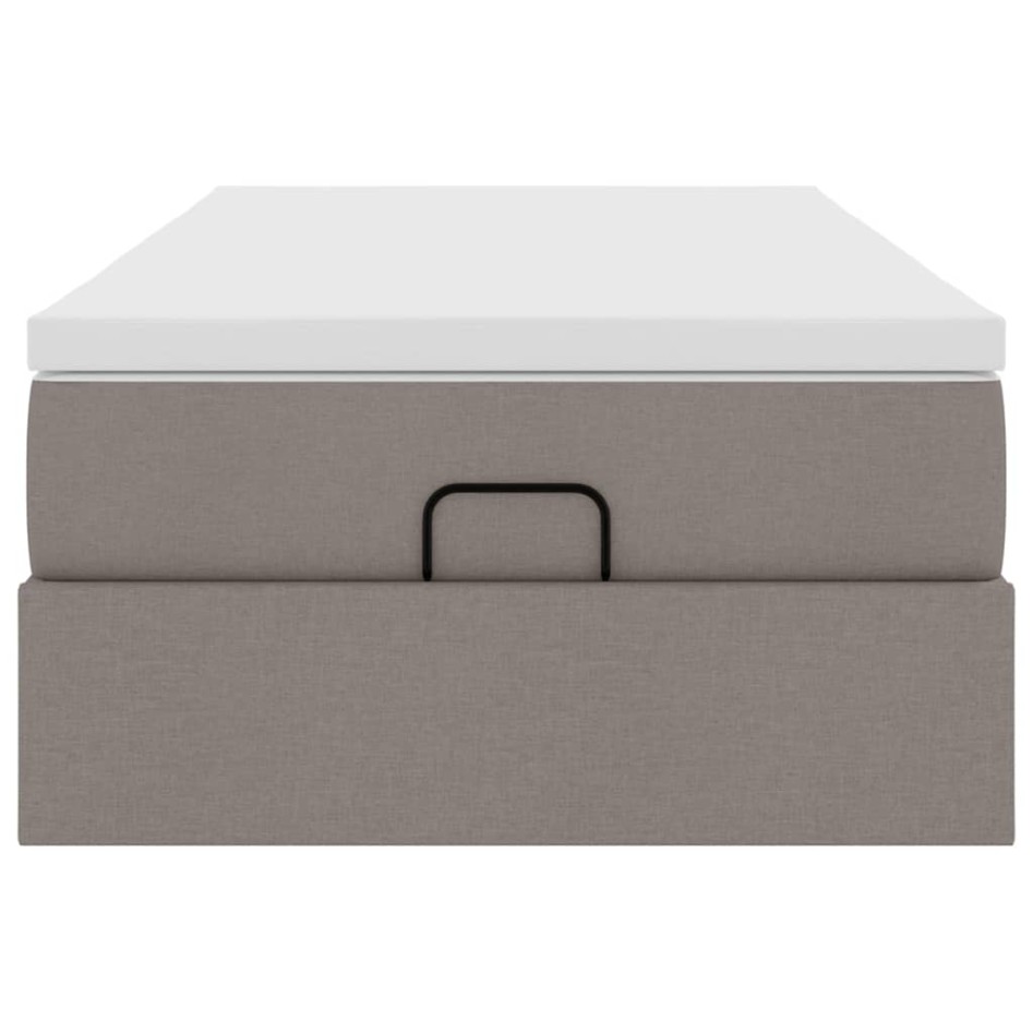 Estructura de cama otomana colchón tela gris pardo