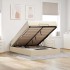 Estructura de cama otomana con colchón tela crema