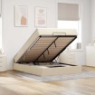 Estructura de cama otomana con colchón tela crema 140x200cm