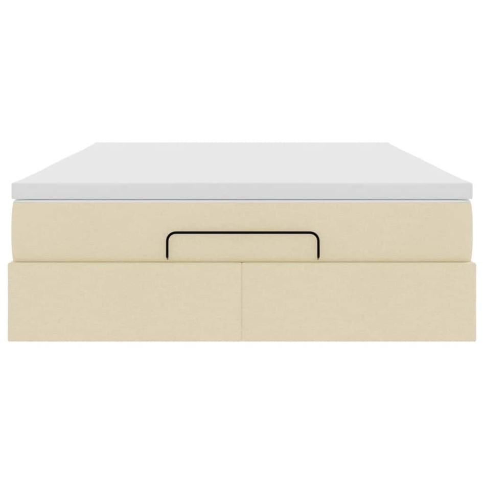 Estructura de cama otomana con colchón tela crema