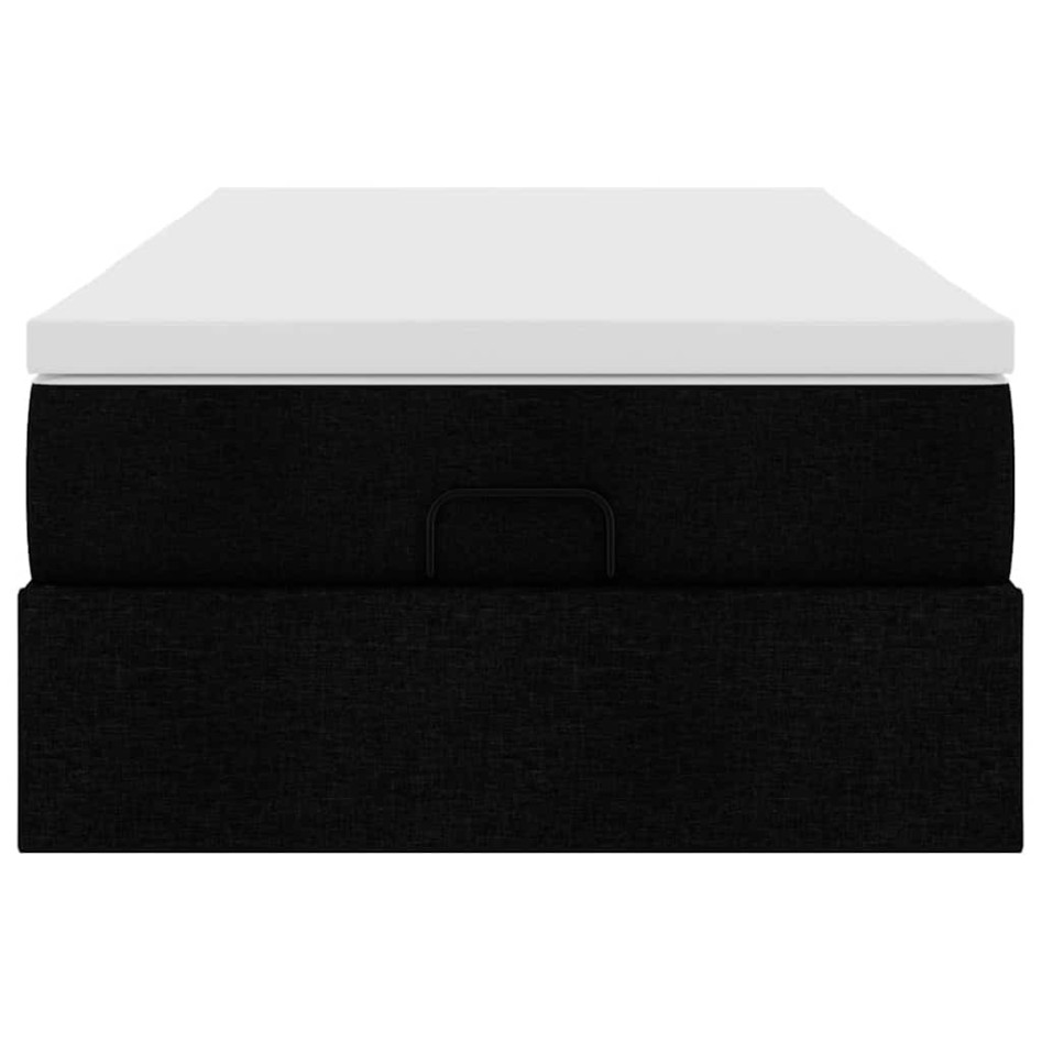 Estructura cama otomana colchón tela negro 90x200