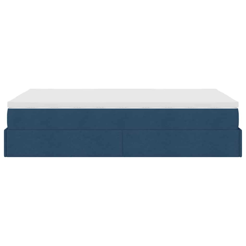 Estructura de cama otomana con colchón tela azul