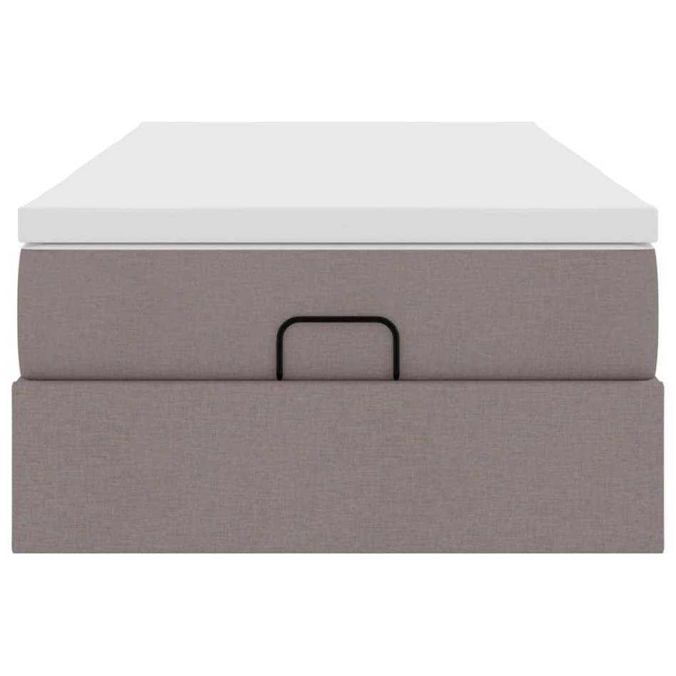 Estructura de cama otomana colchón tela gris pardo