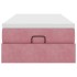 Estructura cama otomana con colchón terciopelo rosa