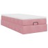 Estructura cama otomana con colchón terciopelo rosa