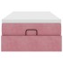 Estructura de cama otomana colchón terciopelo rosa