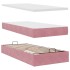 Estructura de cama otomana colchón terciopelo rosa