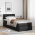 Cama otomana colchón cuero sintético negro 90x200