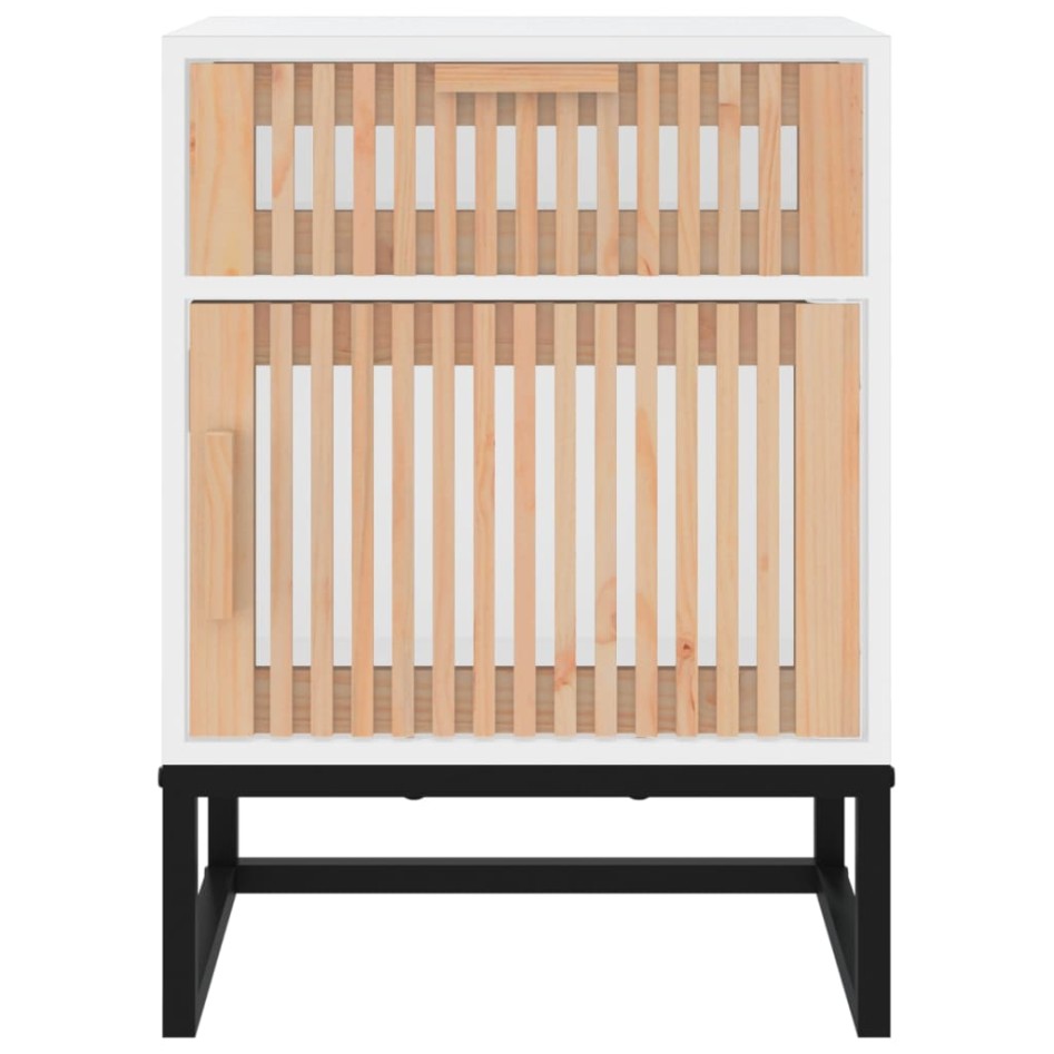 Mesitas de noche 2 uds hierro y madera blanco 40x30x55,5