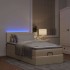 Cama otomana con colchón y luces LED tela crema 90x200