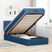 Cama otomana con colchón y luces LED azul 90x200 cm Tela