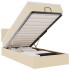 Cama otomana con colchón y luces LED tela crema 90x200