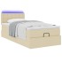 Cama otomana con colchón y luces LED tela crema 90x200