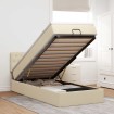 Cama otomana con colchón de tela color crema 100x200 cm