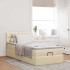Cama otomana con colchón de tela color crema 100x200