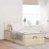 Cama otomana con colchón de tela color crema 100x200